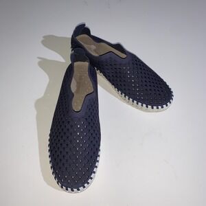 Ilse Jacobsen Shoes Womens 10 Blue Perforated Slip On Flats Comfort